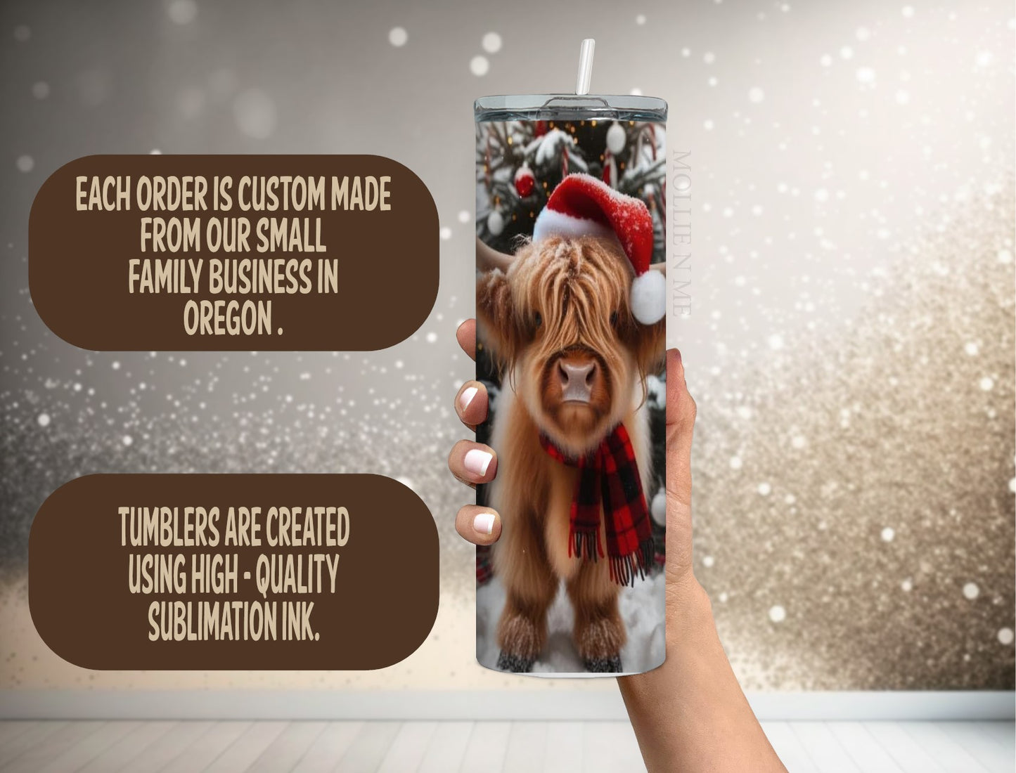 Highland Cow Christmas Tumbler