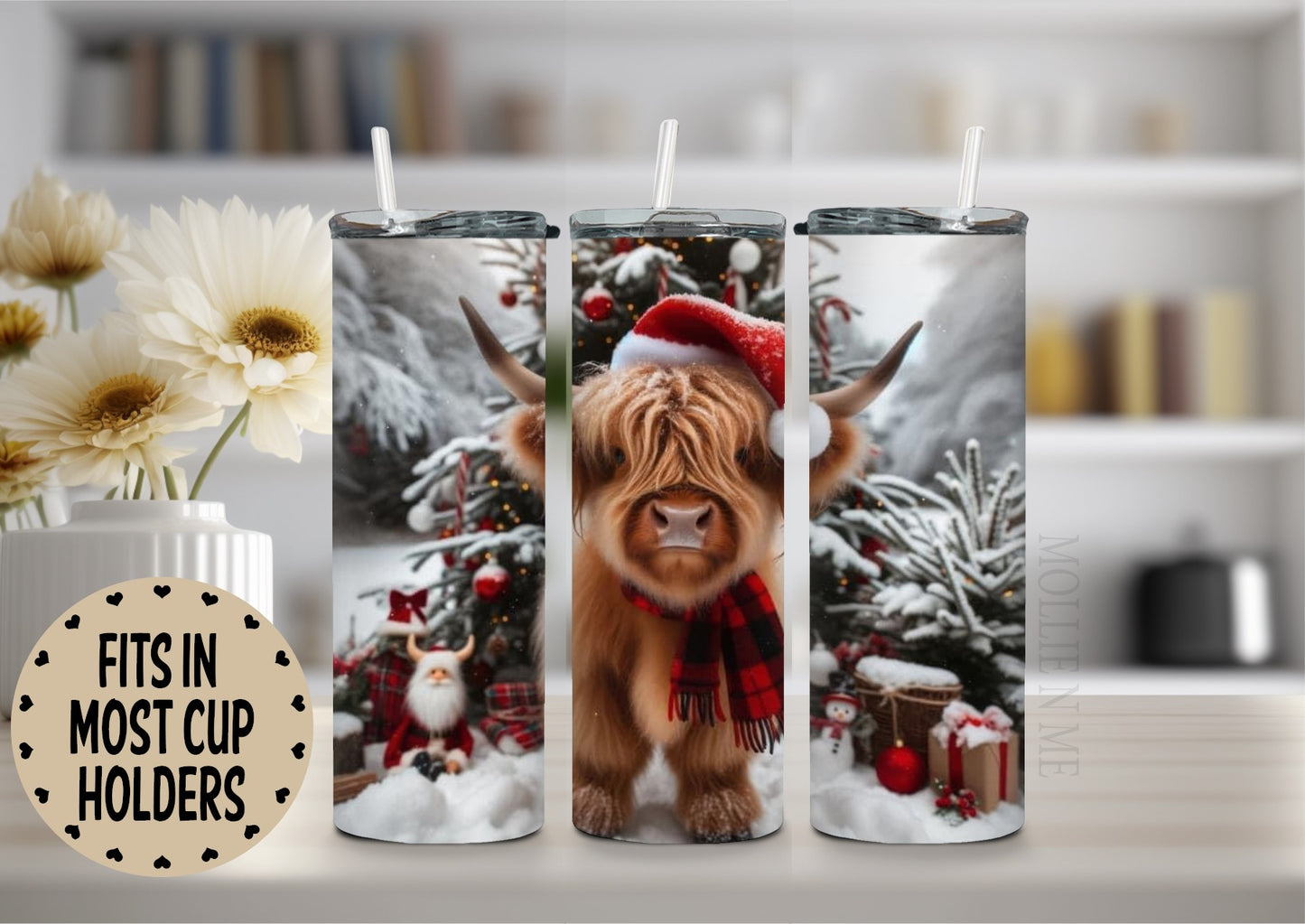 Highland Cow Christmas Tumbler