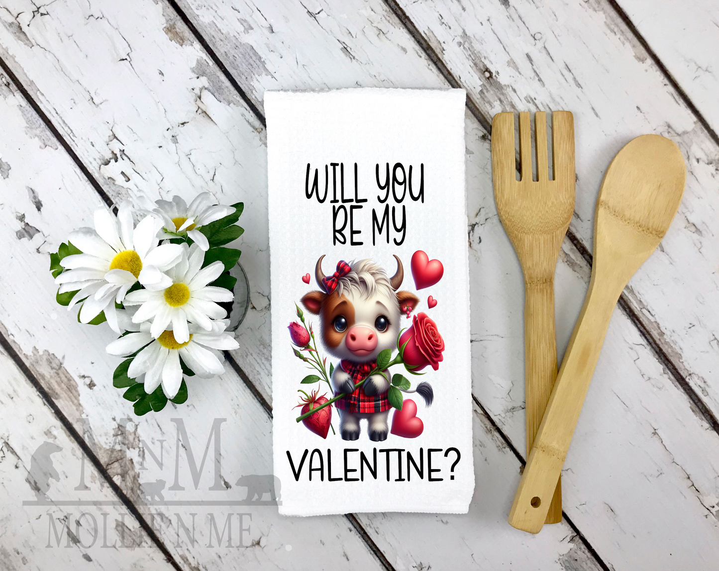 Will You Be My Valentine Waffle Towel