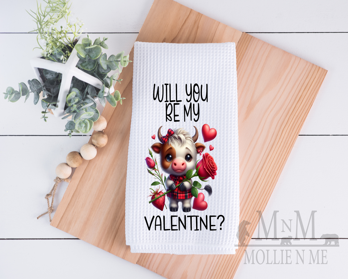 Will You Be My Valentine Waffle Towel