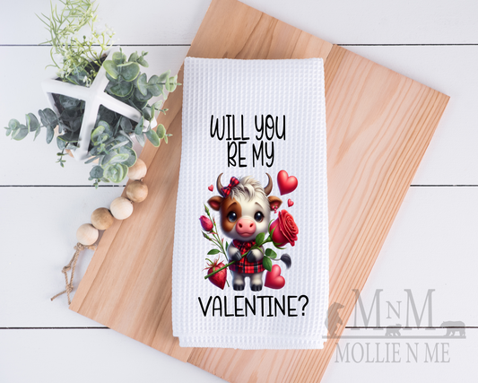 Will You Be My Valentine Waffle Towel