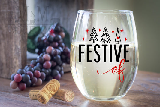 Festive AF Wine Glass