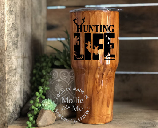 Hunting Life Wood Grain Insulated Custom Tumblers