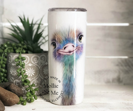 Rainbow Ostrich Custom Glittered Tumbler