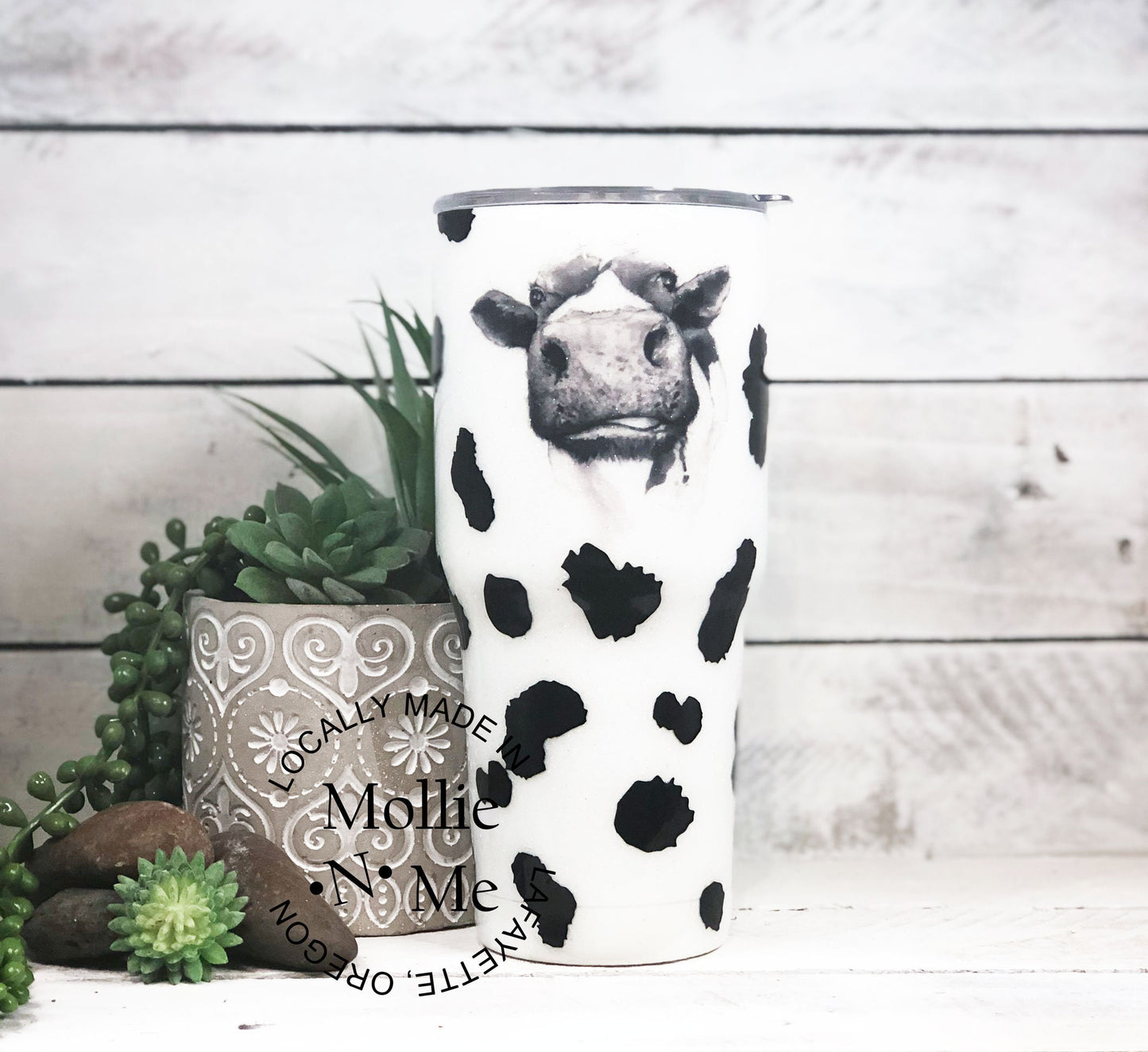 Cow Print Glitter Custom Tumbler