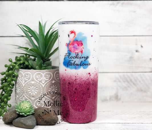 Flocking Fabulous Flamingo Custom Glitter Tumbler