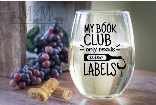 Book Club Wine Glass