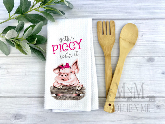 Gettin Piggy With It Decorative Waffle Towel