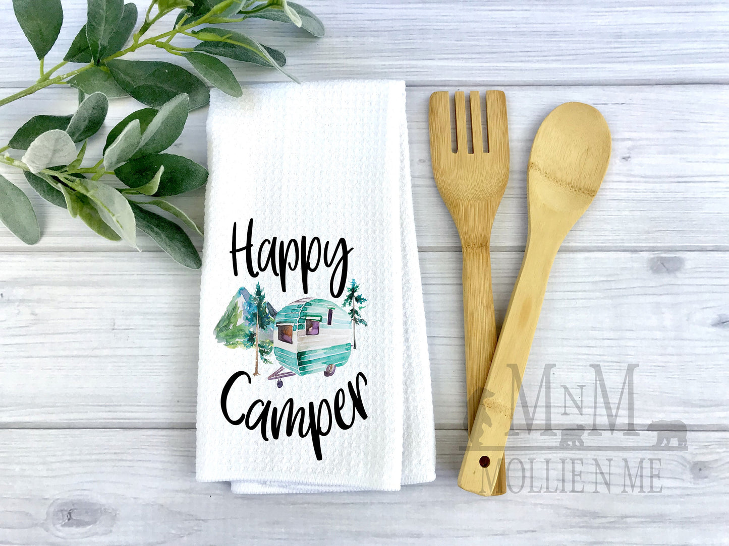 Happy Camper Decorative Waffle Towel