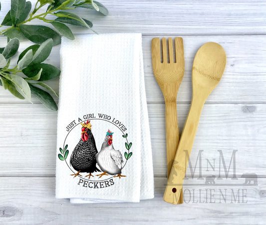 A Girl Who Loves Peckers Custom Waffle Towel