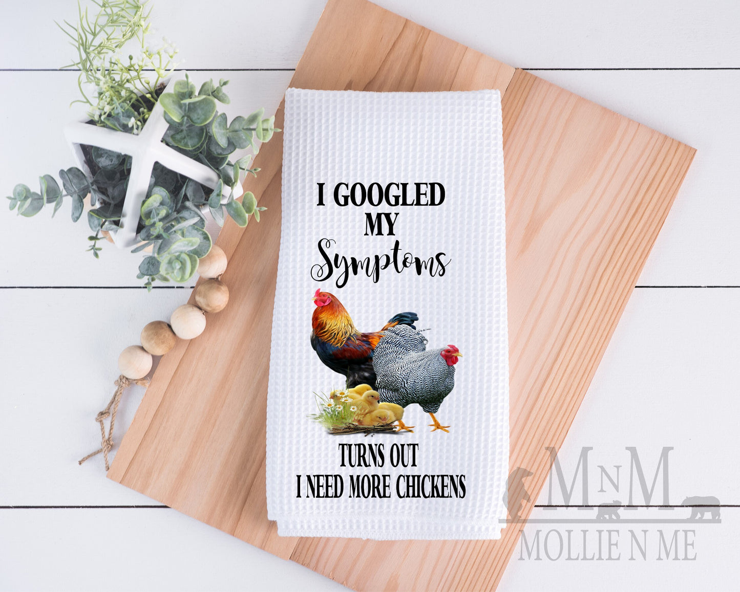 I Googled My Symptoms, I Need More Chickens Decorative Waffle Towel