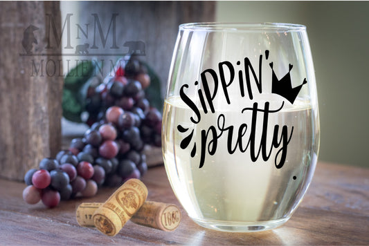 Sippin Pretty Wine Glass
