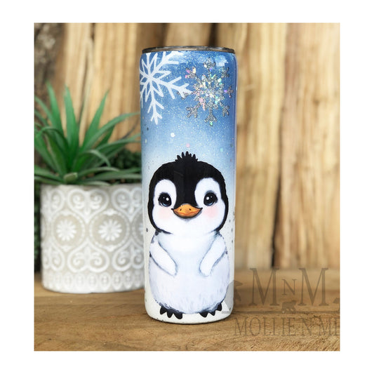 Penguin Glitter Personalized Tumbler