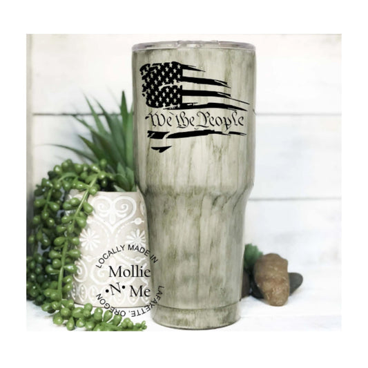 We The People Wood Grain Custom Personalized Tumbler