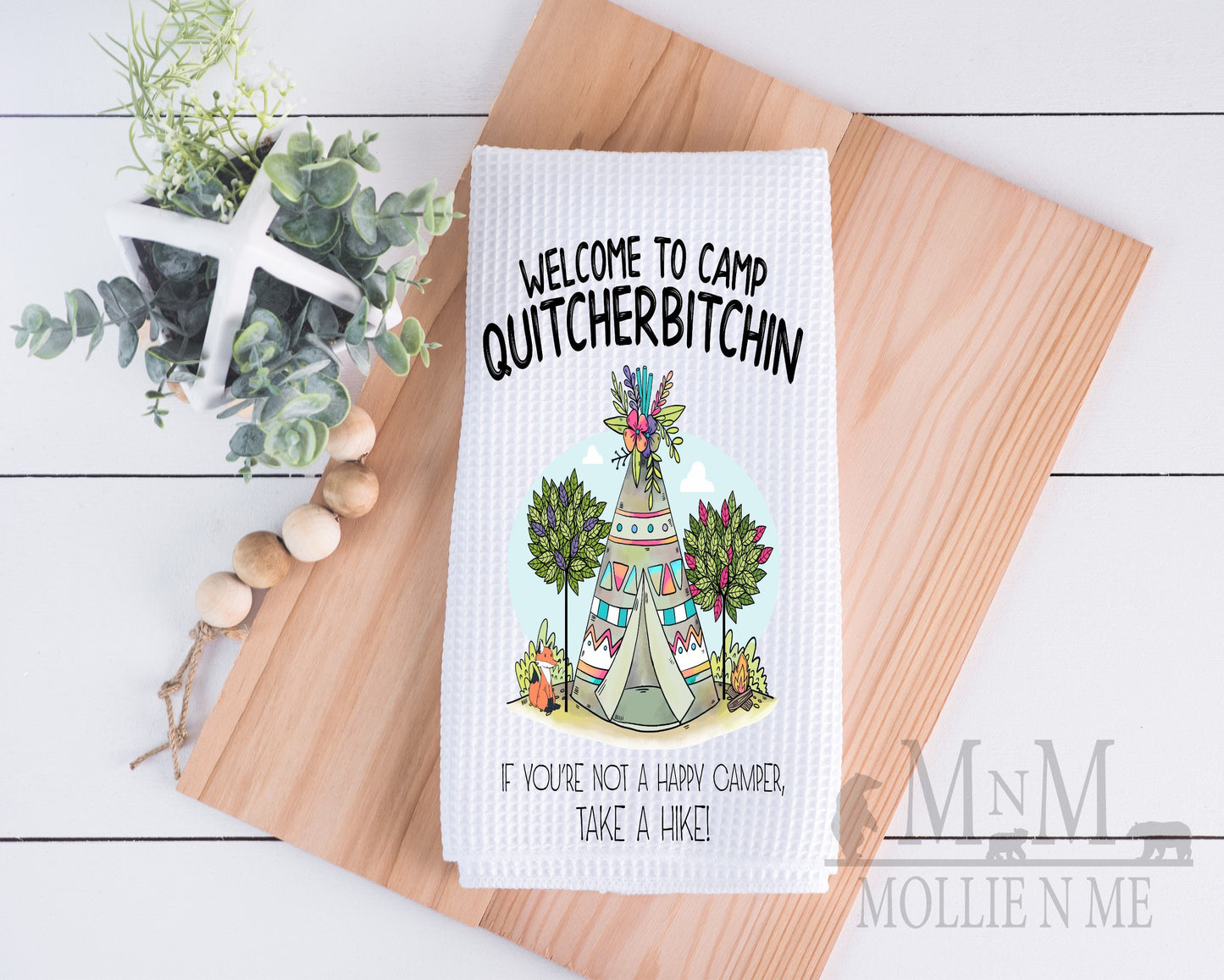 Welcome To Camp Quitcherbitchin Waffle Towel