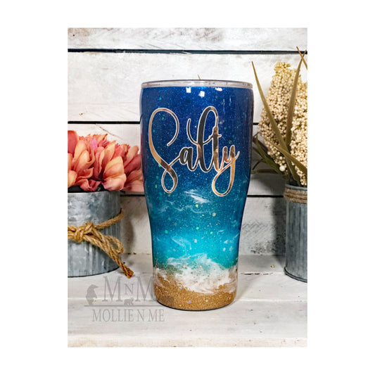 Salty Beach Custom Glitter Tumbler