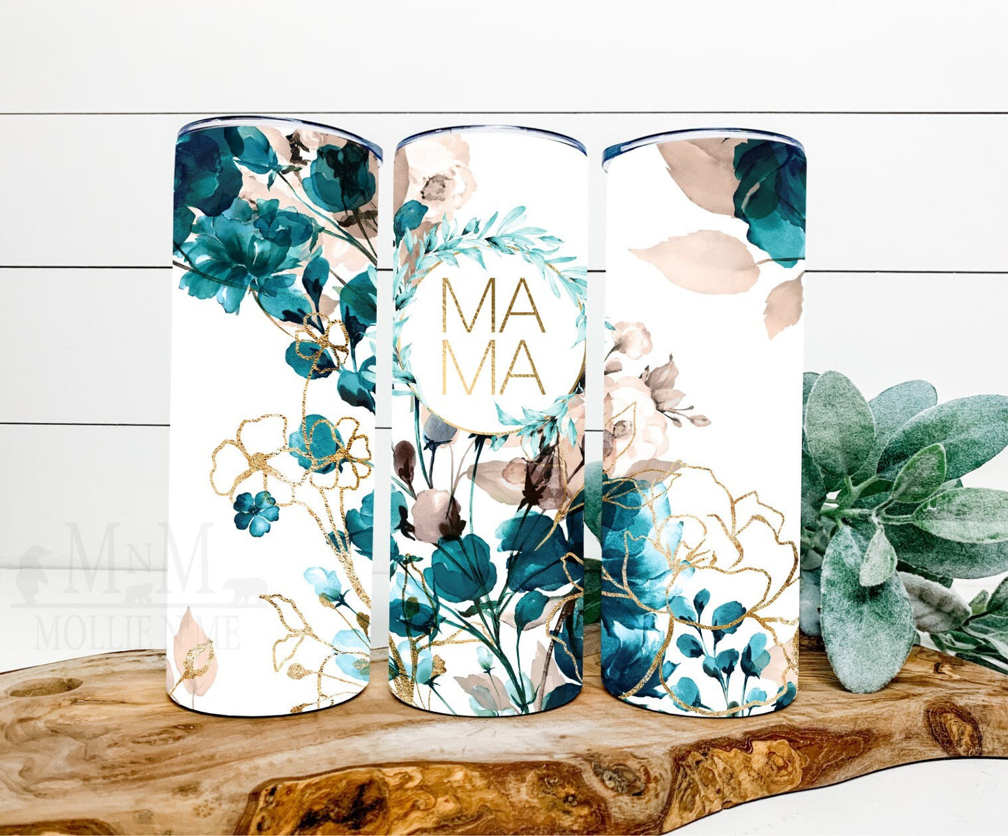 Mama Teal Floral 20oz. Skinny Tumbler